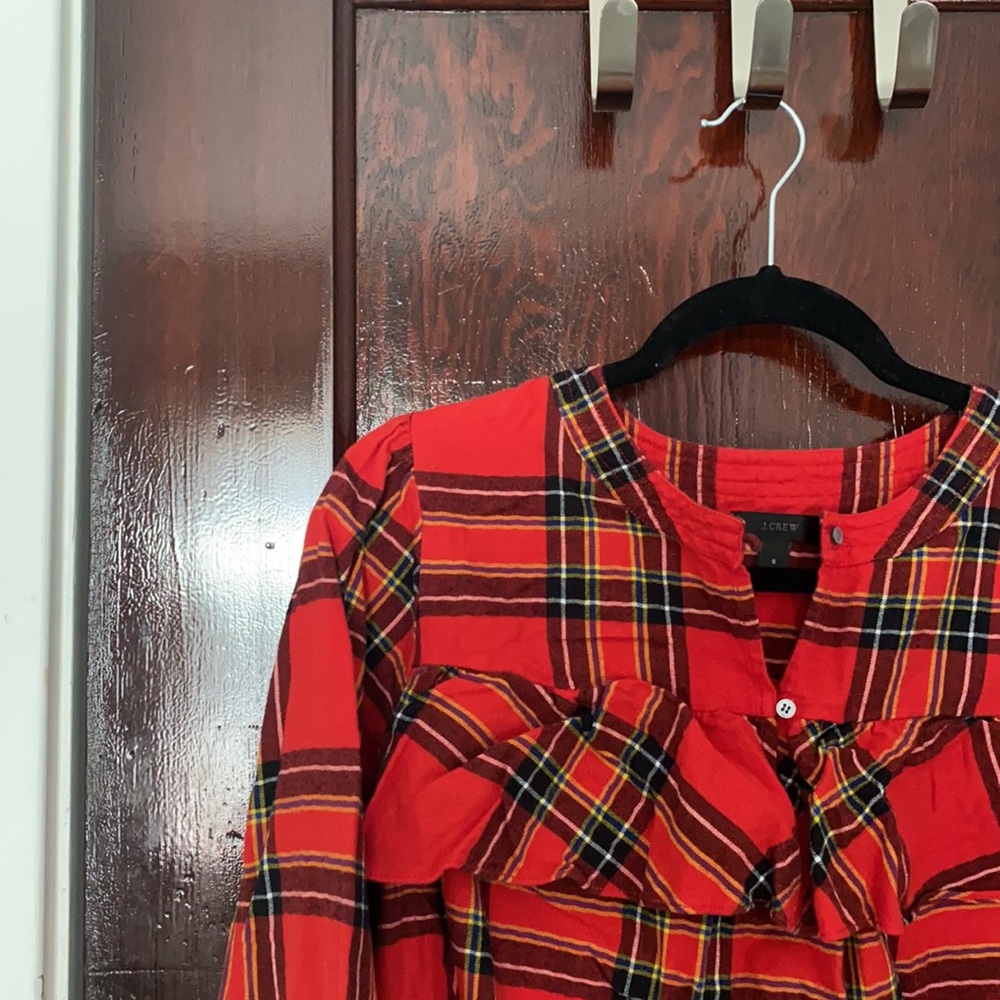 J Crew plaid holiday top